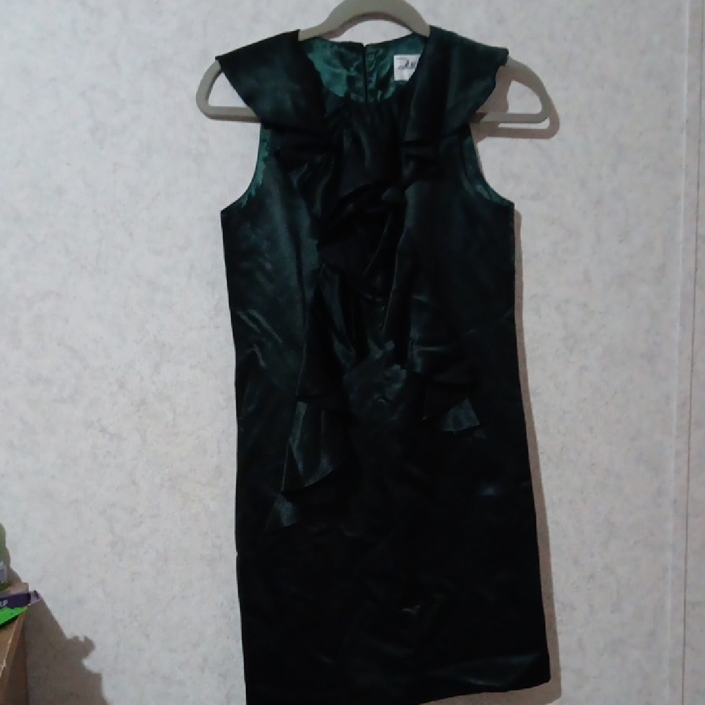 Milly Green Mock Neck Sheath Cocktail Dress